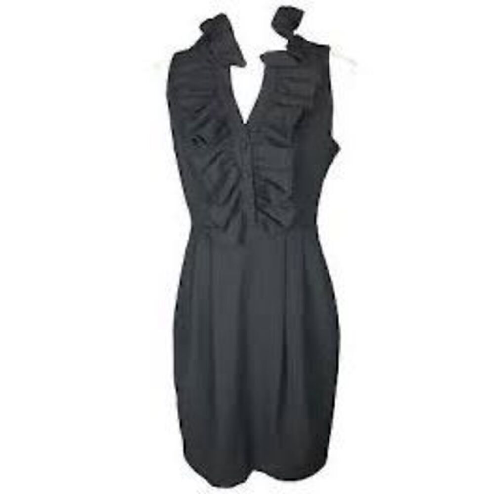 Andrew Marc New York Women’s Size 10 Sleeveless Ruffle Sheath Dress Black